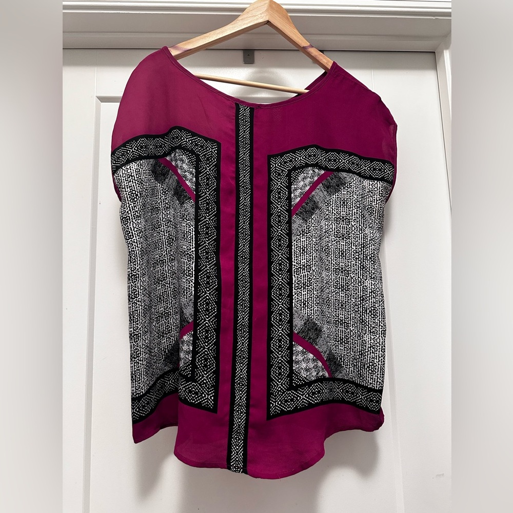 CYNTHIA ROWLEY Pink, White, and Black Cynthia Oversized Blouse - Size M - Picture 3 of 4